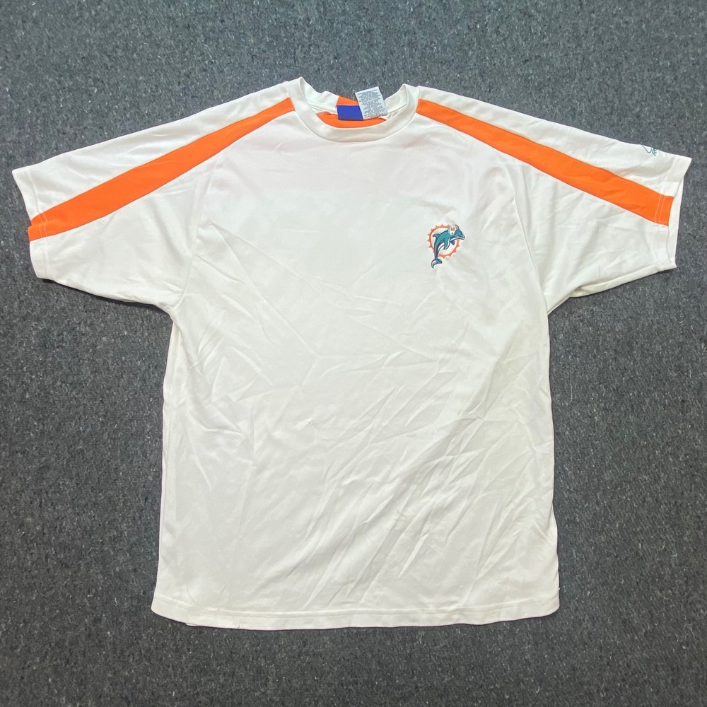 Reebok Miami Dolphins Shirt XL 18/20 Youth White Orange Athletic Sportswear
